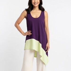 Julian Chang Purple/Lime Hudly Asymmetric Tank sz S NWT made in USA
